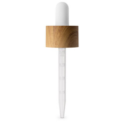 SMOOTH SIDED CR DROPPER WITH GRADUATED PLASTIC PIPETTE - BAMBOO CLOSURE WITH WHITE BULB CAPS